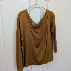 Chaser 'Dani' Satin Off Shoulder Bronze Metallic Long Sleeve (Size XL)